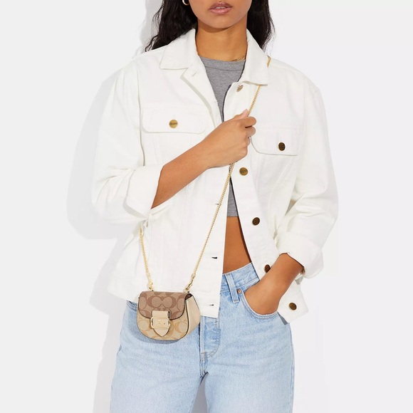 Coach Morgan Card Case On A Chain In Blocked Signature Canvas - Picture 10 of 10